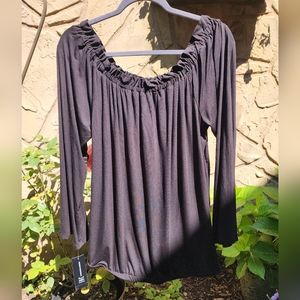 🆕️INC black long sleeve on or off shoulder top Size X Large NWT